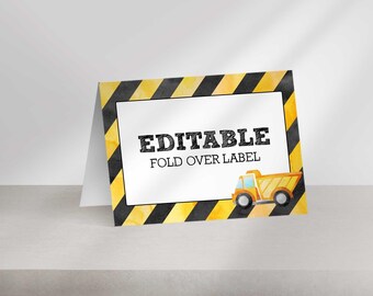 Étiquettes de table d'anniversaire de construction modifiables imprimables DIY BC1 (téléchargement numérique)