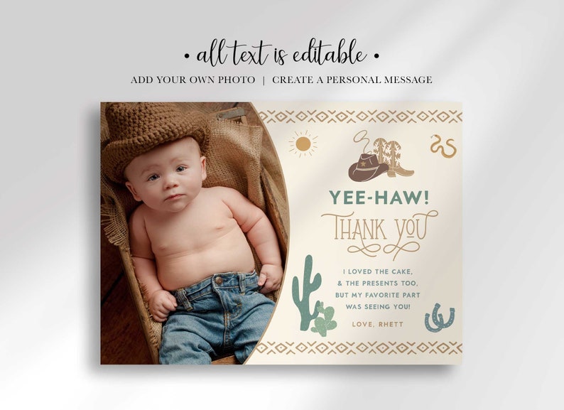 Editable First Rodeo Birthday Thank You Card Template Instant - Etsy