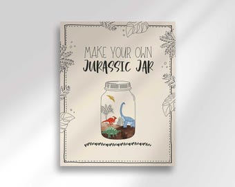 Make Your Own Jurassic Jar Dinosaur Party Sign 8x10, Printable Instant Template (Digital Download)