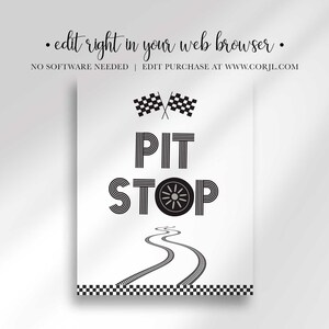 pit stop race car birthday sign