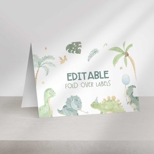 Editable Dinosaur Birthday Party Food Labels | Edit Yourself | T-Rex |  Instant Download | Printable DIY