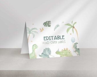 Editable Dinosaur Birthday Party Food Labels | Edit Yourself | T-Rex |  Instant Download | Printable DIY