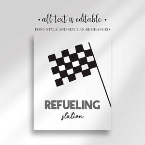refueling station race car birthday sign