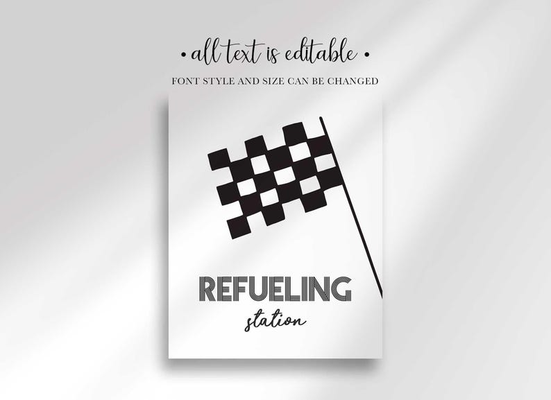 refueling station race car birthday sign