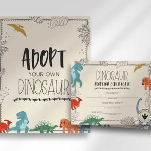 Dinosauriefödelsedagscertifikat för adoptera en dinosaurie, utskrivbart i Jurassic Park (digital nedladdning)