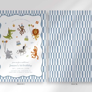 Calling All Party Animals Birthday Invitation, Safari Theme Invite Digital Download (Digital Download) image 3