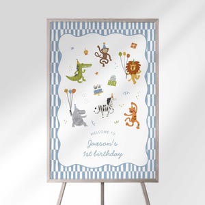 Safari Birthday Welcome Sign Jungle Theme Calling All Party Animals (Digital Download)
