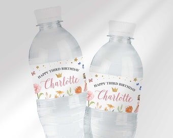 Editable Fairy Water Bottle Labels to  Edit at Corjl.com | Fairy Favor | Instant Download | Printable DIY | Pink Fairy