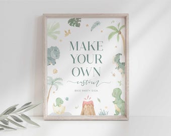 Editable Dinosaur Party Sign, Jurassic Printable (Digital Download)