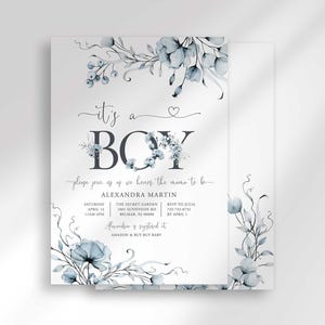 boy baby in bloom baby shower invitation