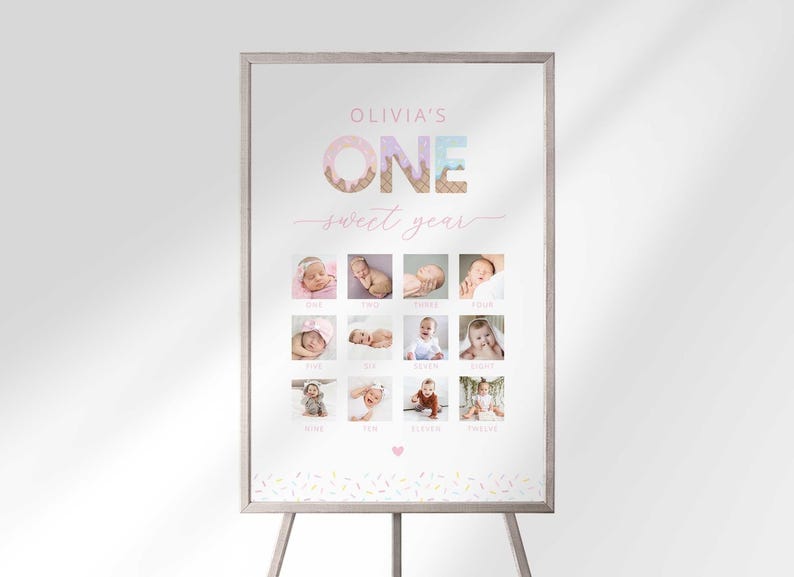 ice cream first birthday photo banner