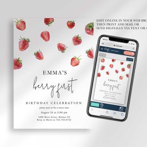 digital berry sweet birthday invitation