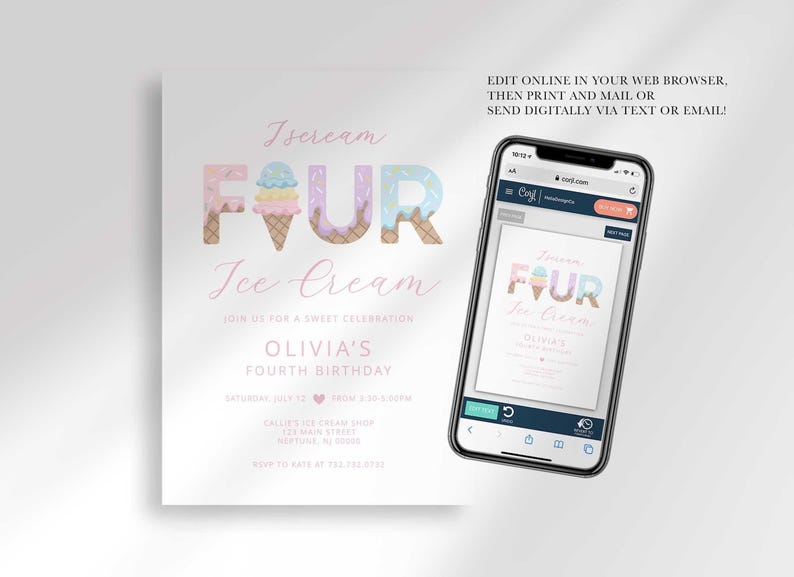 digital ice cream invite