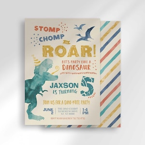 Dinosaur Birthday Invitation Boy, Jurassic Theme Party All Ages (Digital Download)