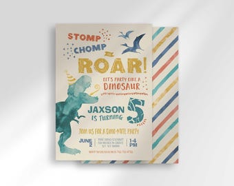 Dinosaur Birthday Invitation Boy, Jurassic Theme Party All Ages