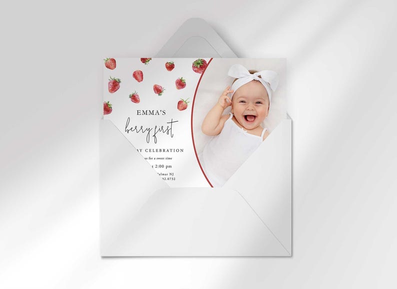 editable berry 1st birthday invitation