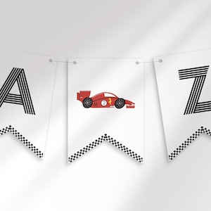 Fast Race Car Birthday Letter Banner, Editable Racing Theme Bunting Party Decor (Digital Download)