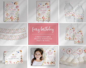 Fairy Birthday Bundle: Enchanted Forest Party Invitation Set (Digital Download)