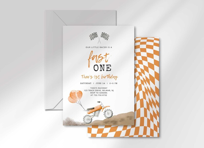 Fast One First Birthday Invitation
