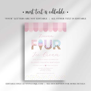 editable ice cream birthday invitation