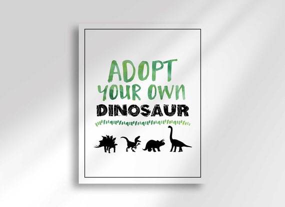 adopt-a-dinosaur-sign-dinosaur-birthday-party-three-rex-etsy