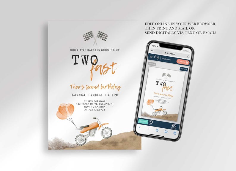 digital dirt bike invitation