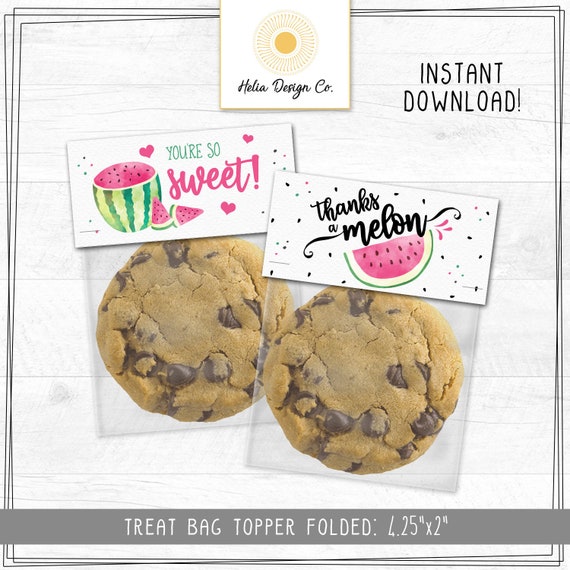Watermelon Birthday Treat Bag Toppers | One in a Melon | Thank You Favor Labels | Instant Download | Printable DIY Il_570xn