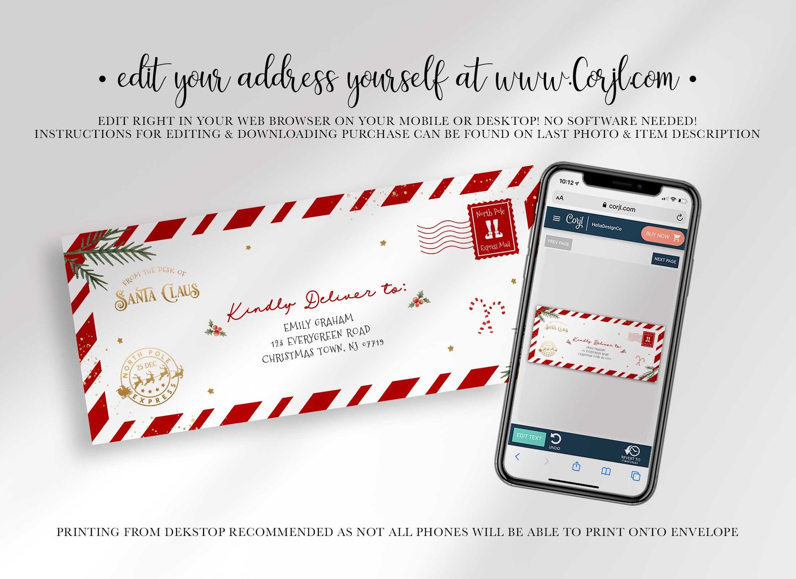 Editable North Pole Mail Envelope Template for Printing on 10 - Etsy