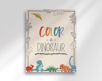 Dinosaur Birthday Party Coloring Sign 8x10 Instant DIY Printable Dino Activity Decor, Jurassic (Digital Download)