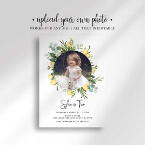 modern lemon birthday invitation