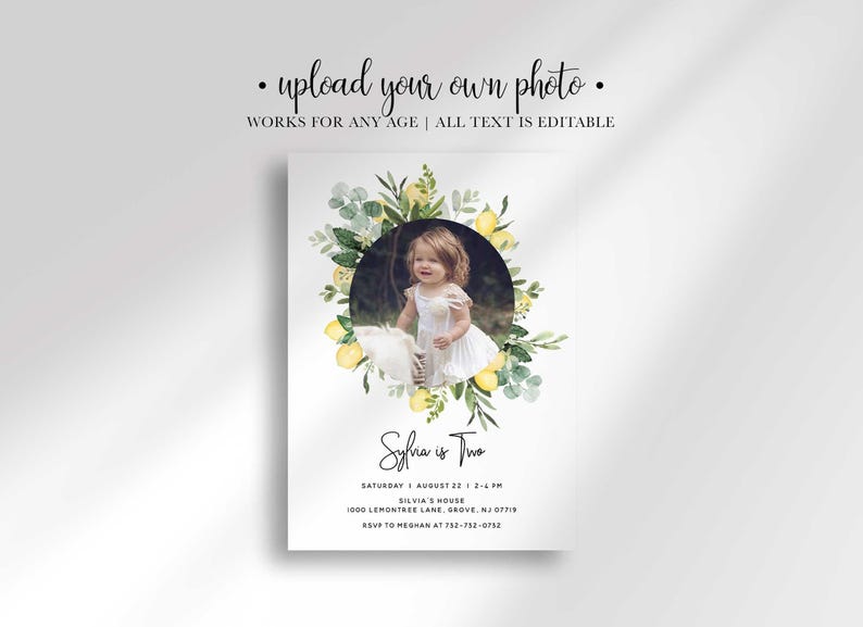 modern lemon birthday invitation
