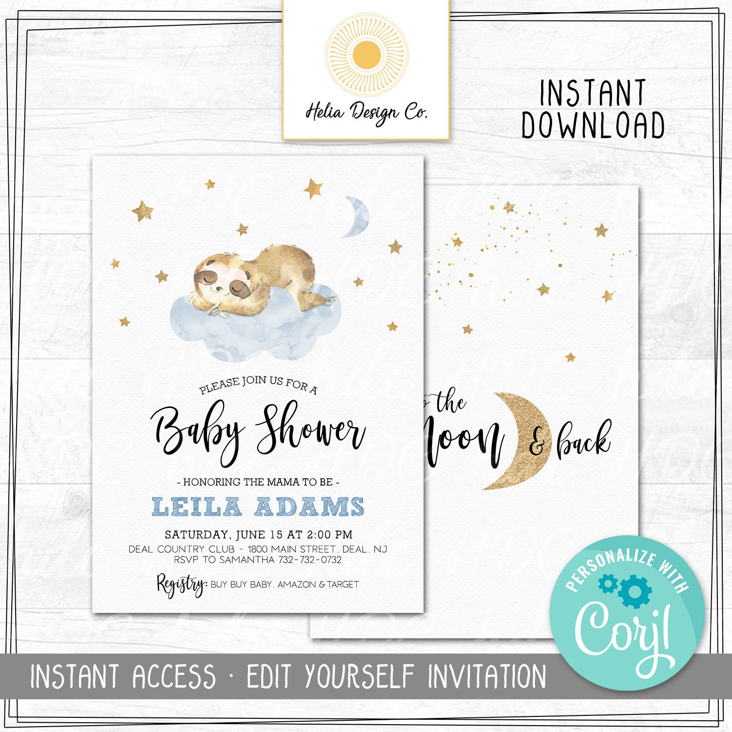 sloth baby shower invitations