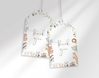 Noah's Ark Thank You Tags, Birthday and Baby Shower Party Favor Label (Digital Download)