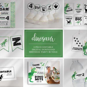 T-Rex Dinosaur Birthday Party Bundle, Jurassic Pack (Digital Download)