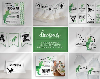 T-Rex Dinosaur Birthday Party Bundle, Jurassic Pack (Digital Download)