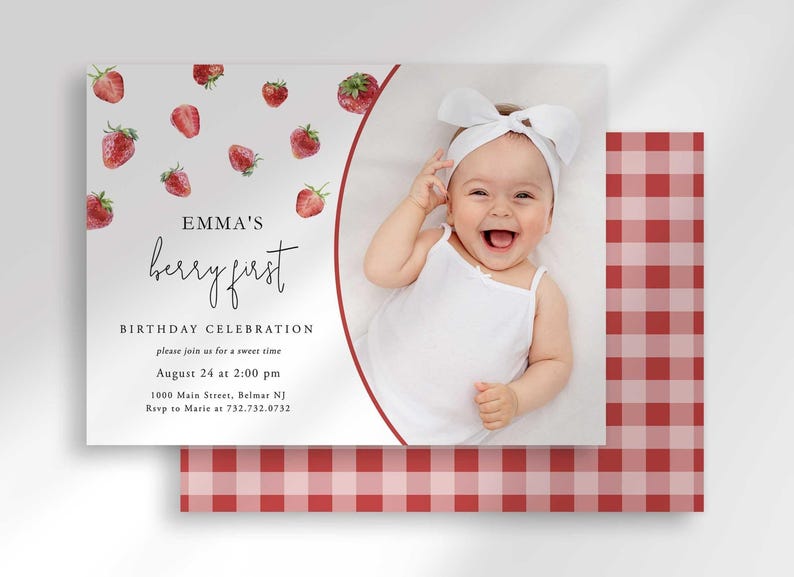 first birthday photo invitation