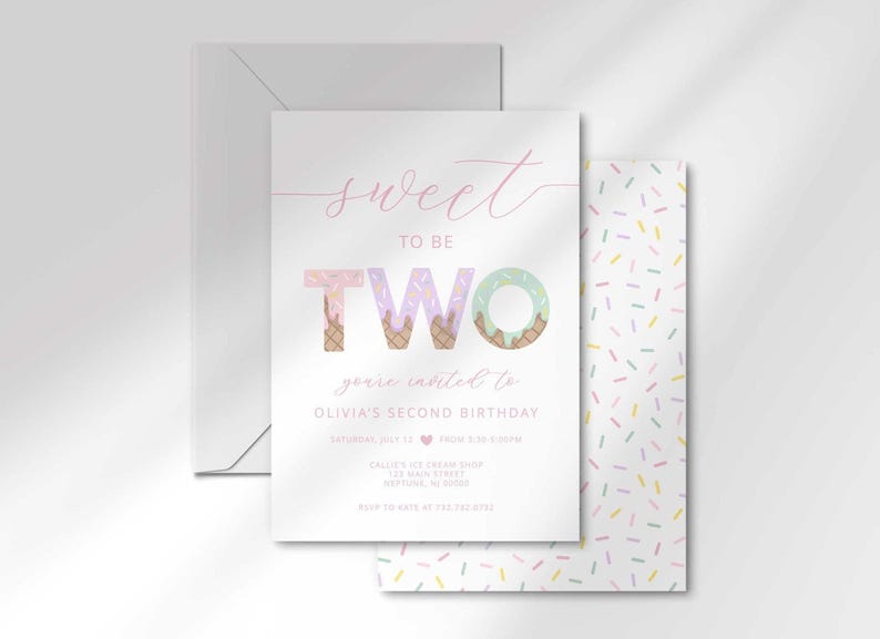 two sweet birthday invitation