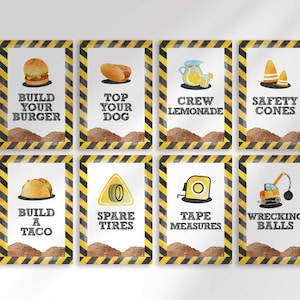 Food Table Construction Birthday Party Signs, Construction Birthday Table Decor, BC1