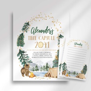 Editable Camper First Birthday Time Capsule Template | Edit and Print Yourself | Simple