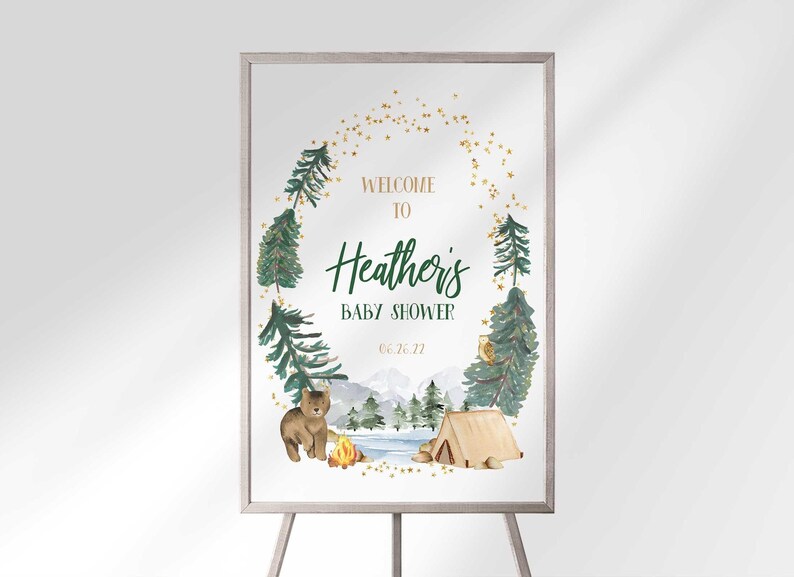our greatest adventure baby shower welcome sign