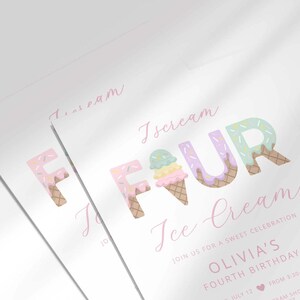 Ice cream social birthday invitation