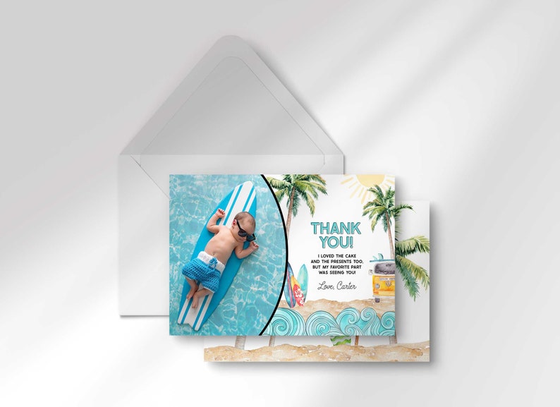 Editable the Big One Birthday Photo Thank You Card Template - Etsy