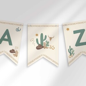 Pancarta de feliz cumpleaños de rodeo, pancarta con letras de "Deletrea cualquier cosa" con temática del oeste, banderines modernos de vaquero para baby shower, decoración para fiestas