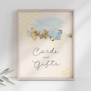 Winnie the Pooh Cards Gifts Sign Baby Shower Birthday Party Gender Neutral Decor (Digital Download)