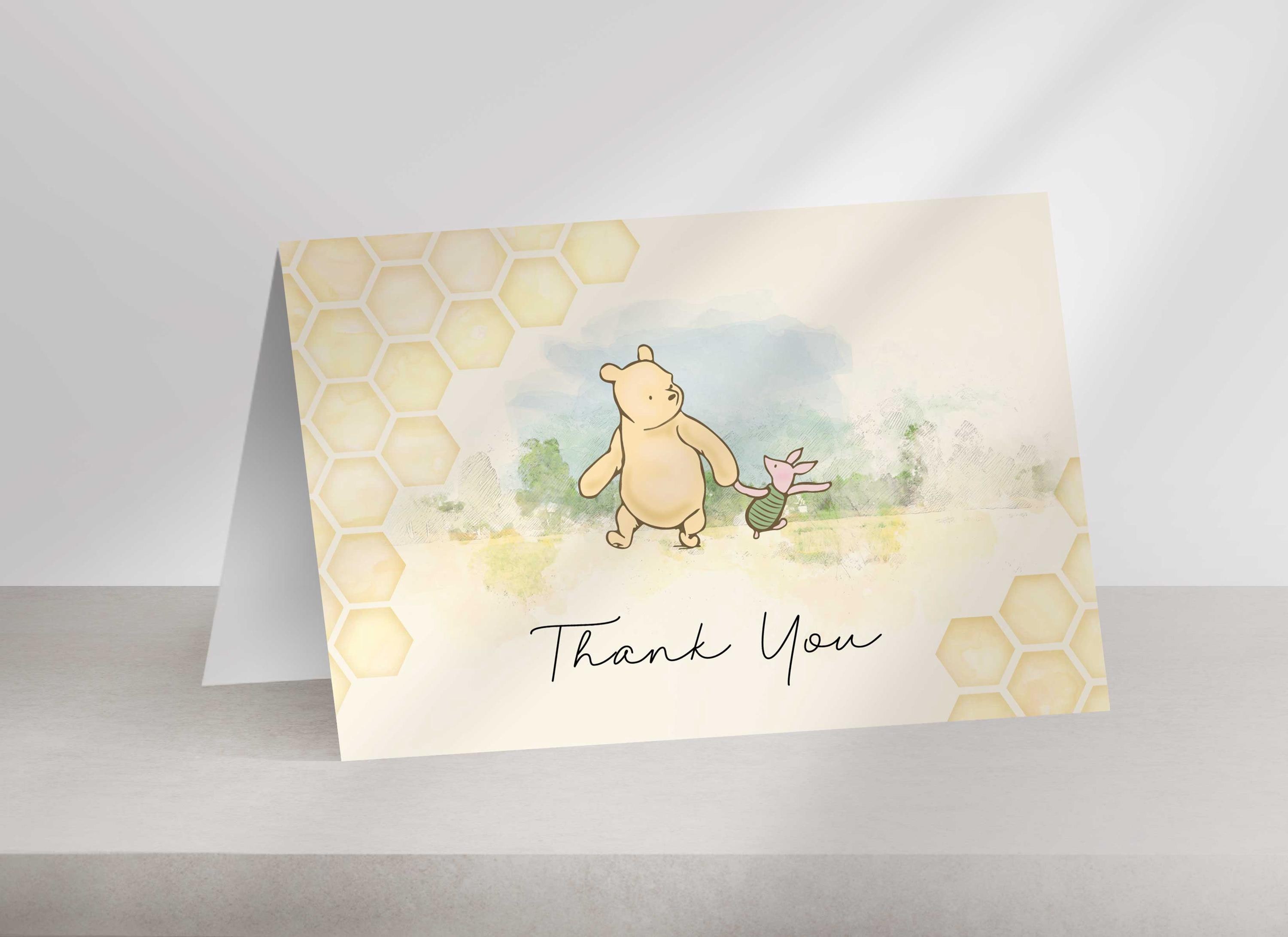 Winnie the Pooh Thank You Card: Baby Shower (digital Download) - Etsy