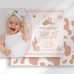 Editable First Rodeo Birthday Thank You Card Template Instant Download ...