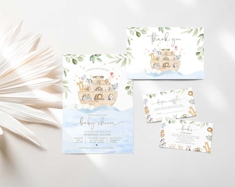 Noah's Ark Baby Shower Bundle, Invitation, Book Insert, Diaper Raffle (Digital Download)
