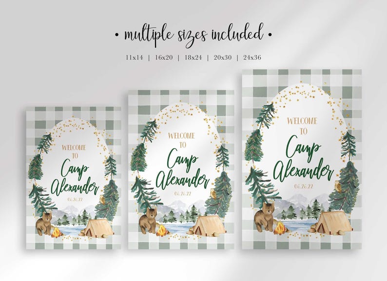 Camper First Birthday Welcome Sign: Editable Camp Theme (Digital Download) image 5