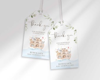 Noah's Ark Thank You Tags, Safari Baby Shower Favor (Digital Download)
