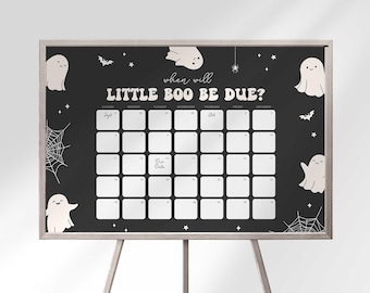 Halloween Baby Shower Game: Ghost Due Date Calendar Sign (Digital Download)